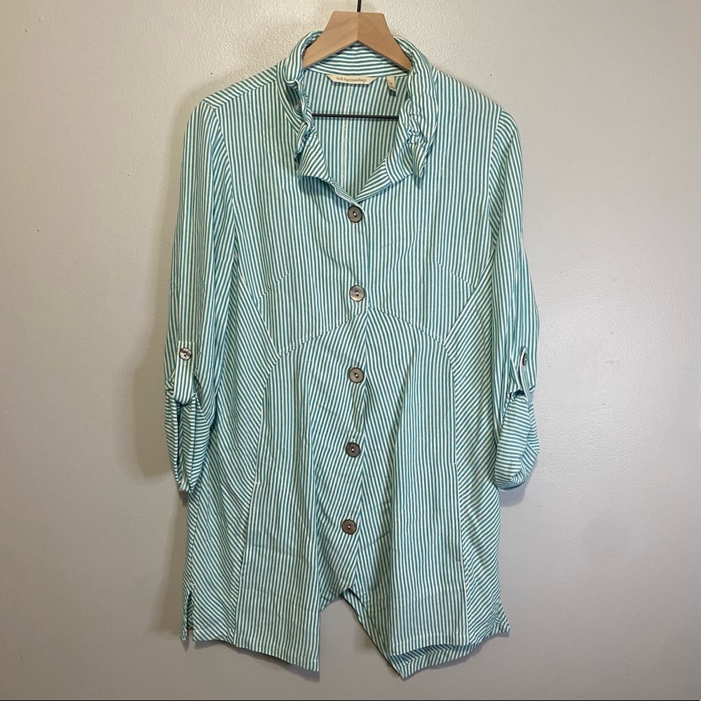 Soft Surroundings Size M Sasha Striped Shirt Medium Tunic Top 2CG83